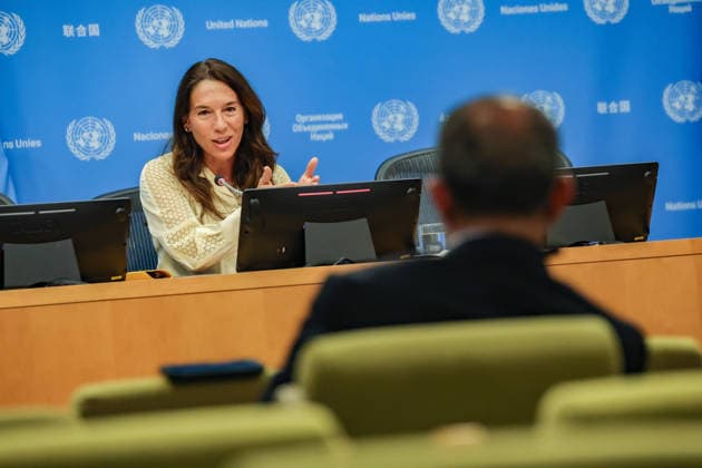 May 21, 2026, New York, New York, USA: VANESSA FRAZIER, Special Representative of the Secretary-General for Children and Armed Conflict, holds her first press briefing in the role at UNHQ following a recent mission to Haiti, warning that children are bearing the brunt of armed violence, displacement and lack of protection, with girls facing heightened risk of exploitation and abuse. New York USA - ZUMAo116 20260521_znp_o116_013 Copyright: xBiancaxOterox