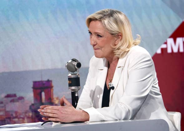 Marine Le Pen Appears On RMC BFMTV - Paris Marine Le Pen is interviewed by Apolline de Malherbe on RMC BFMTV in Paris, France on May 22, 2026. Photo by Alain Apaydin ABACAPRESS.COM Paris France  Copyright: xApaydinxAlain ABACAx