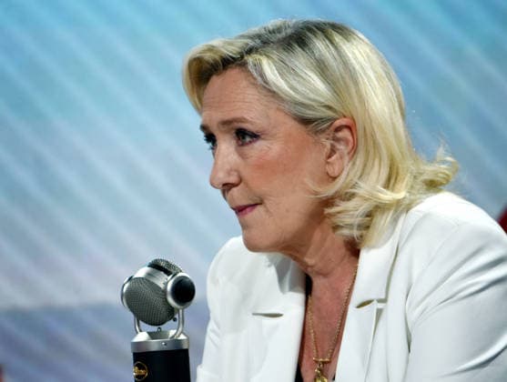 Marine Le Pen Appears On RMC BFMTV - Paris Marine Le Pen is interviewed by Apolline de Malherbe on RMC BFMTV in Paris, France on May 22, 2026. Photo by Alain Apaydin ABACAPRESS.COM Paris France  Copyright: xApaydinxAlain ABACAx