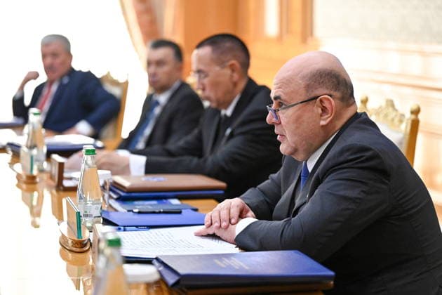 TURKMENISTAN, ASHGABAT - MAY 22, 2026: Mikhail Mishustin, Prime Minister of Russia, attends a meeting of the CIS (Commonwealth of Independent States) Council of the Heads of Government at the Garagum Hotel and Business Centre Ashgabat Turkmenistan  - ZUMAt113 20260522_zaa_t113_089 Copyright: xAlexanderxMiridonovx