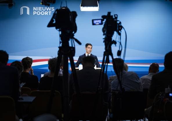 THE HAGUE - Prime Minister Rob Jetten speaks to the press following the weekly cabinet meeting. REMKO DE WAAL ANP netherlands out - belgium out  Copyright: xx x559040706x originalFilename: 559040706