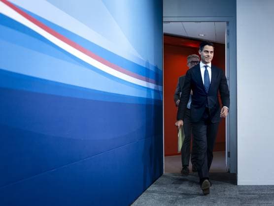 THE HAGUE - Prime Minister Rob Jetten speaks to the press after the weekly cabinet meeting. REMKO DE WAAL ANP netherlands out - belgium out  Copyright: xx x559040711x originalFilename: 559040711