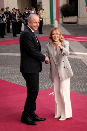 Irish Prime Minister Micheal Martin™s Institutional Visit to Italy Italian Prime Minister Giorgia Meloni meets Irish Prime Minister Micheal Martin at Palazzo Chigi during the Irish leader™s institutional visit to Italy. Rome, May 22, 2026. Rome Italy Copyright: xAndreaxCalandrax