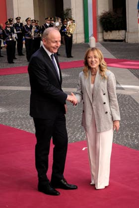 Irish Prime Minister Micheal Martin™s Institutional Visit to Italy Italian Prime Minister Giorgia Meloni meets Irish Prime Minister Micheal Martin at Palazzo Chigi during the Irish leader™s institutional visit to Italy. Rome, May 22, 2026. Rome Italy Copyright: xAndreaxCalandrax