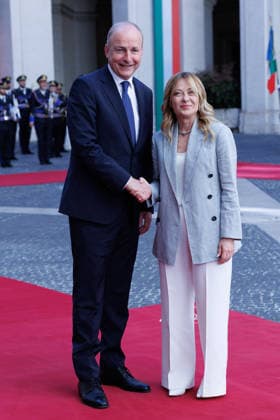 News - Giorgia Meloni meets with Irish Prime Minister Micheal Martin Italian Prime Minister Giorgia Meloni meets with Prime Minister of Ireland Micheal Martin on May 22, 2026 at Palazzo Chigi, Rome, Italy. Rome Palazzo Chigi Italy Copyright: xEmanuelaxVertollix xLiveMediax LPN_2464213