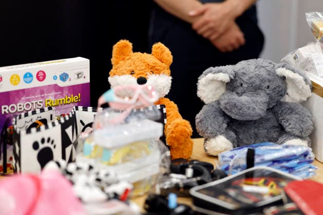 Customs officers display seized toys that did not comply with import restrictions, for example because they did not have a CE marking, at the annual press conference of the Cologne Main Customs Office Numerous exhibits from the areas of counterfeiting, product safety and species protection as well as curious drug stashes are presented on site Cologne, 22 05 2026 Copyright: xChristophxHardtx