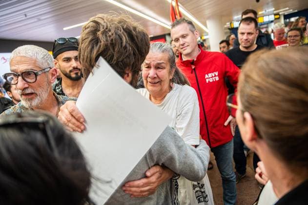 Belgian activist Isja pictured as Belgian activists who were part of the Gaza Flotilla arrive at Brussels Airport, in Zaventem, Friday 22 May 2026.  EMILExWINDAL 174748554