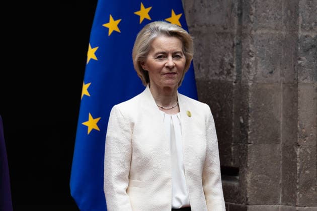 May 22, 2026, Mexico City, Mexico: URSULA VON DER LEYEN, President of the European Commission, attended a meeting at the National Palace in Mexico City within the framework of the VIII Mexico European Union Summit and the signing of the Modernized Global Agreement between Mexico and the European Union. Mexico City Mexico  - ZUMAl178 20260522_znp_l178_016 Copyright: xCristianxLeyvax