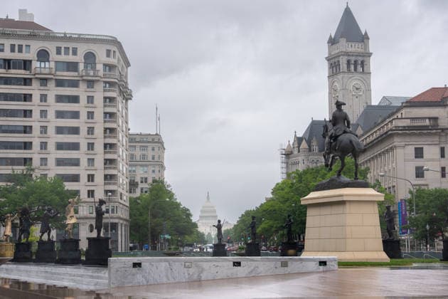 May 22, 2026, Washington, Dc, United States: New statues have appears in Freedom Plaza, just blocks from the White House in Washington, DC on May 22, 2026. The statutes are part of President Donald TrumpÃ¢â‚¬â ¢s beautification efforts of federal parks and lands in the Capitol. Washington United States - ZUMAl312 20260522_znp_l312_053 Copyright: xAndrewxLeydenx