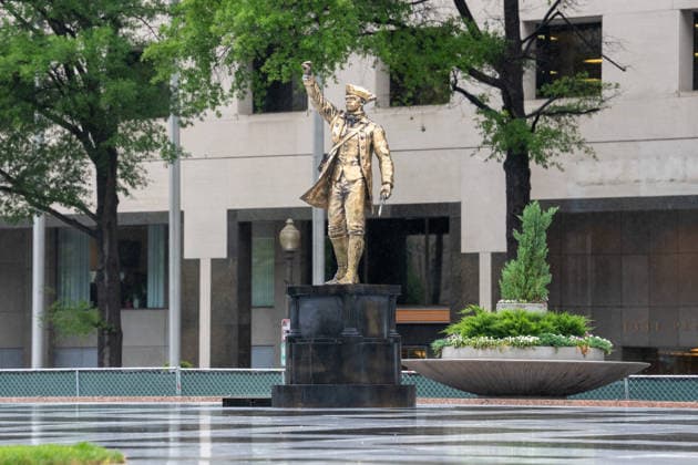 May 22, 2026, Washington, Dc, United States: New statues have appears in Freedom Plaza, just blocks from the White House in Washington, DC on May 22, 2026. The statutes are part of President Donald TrumpÃ¢â‚¬â ¢s beautification efforts of federal parks and lands in the Capitol. Washington United States - ZUMAl312 20260522_znp_l312_047 Copyright: xAndrewxLeydenx