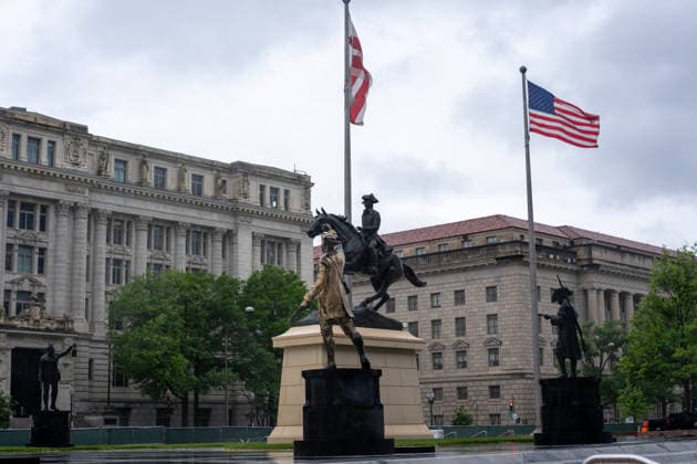 May 22, 2026, Washington, Dc, United States: New statues have appears in Freedom Plaza, just blocks from the White House in Washington, DC on May 22, 2026. The statutes are part of President Donald TrumpÃ¢â‚¬â ¢s beautification efforts of federal parks and lands in the Capitol. Washington United States - ZUMAl312 20260522_znp_l312_038 Copyright: xAndrewxLeydenx