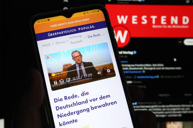 The X account of Westend Verlag was accessed on a laptop Before that, the online medium Nius was opened on a smartphone In an open letter, 32 authors announced their withdrawal from Westend Verlag They accuse the publishing house of being clo