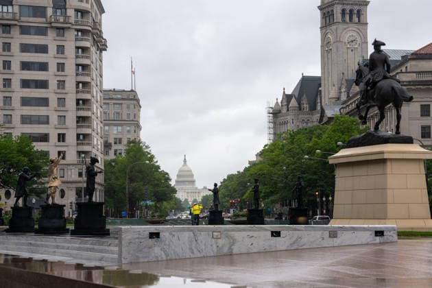 May 22, 2026, Washington, Dc, United States: New statues have appears in Freedom Plaza, just blocks from the White House in Washington, DC on May 22, 2026. The statutes are part of President Donald TrumpÃ¢â‚¬â ¢s beautification efforts of federal parks and lands in the Capitol. Washington United States - ZUMAl312 20260522_znp_l312_033 Copyright: xAndrewxLeydenx