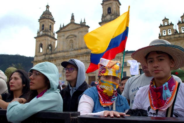 May 22, 2026, Bogota, Cundinamarca, COLOMBIA: Supporters fill the Plaza de BoloÂ­var for the final campaign rally of leftist senator and presidential candidate IVAN CEPEDA ahead of the May 31 first-round election. The massive turnout underscores the intense political mobilization and high stakes gripping the country as voters decide between policy continuity and a shift to the right. Bogota COLOMBIA  - ZUMAd225 20260522_znp_d225_020 Copyright: xZoraidaxDiazx