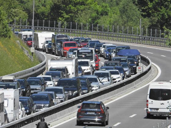 23 05 2026 Switzerland Canton Uri Traffic jam picture Whitsun traffic jam on the Gotthard highway