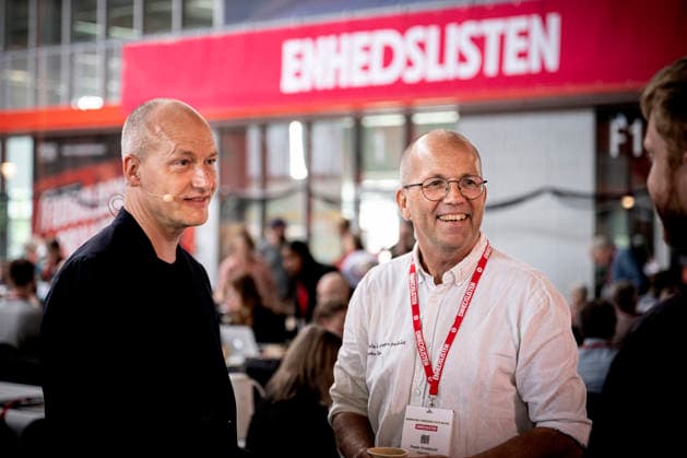 Denmark Politics Pelle Dragsted, political spokesperson, and Peder Hvelplund, during political party the Red Green Alliance s annual meeting at Hafnia Hallen in Copenhagen, Denmark, Saturday May 23, 2026 , Copenhagen Denmark  Copyright: NILSxMEILVANG NilsxMeilvangx spdk20260523-155740-L