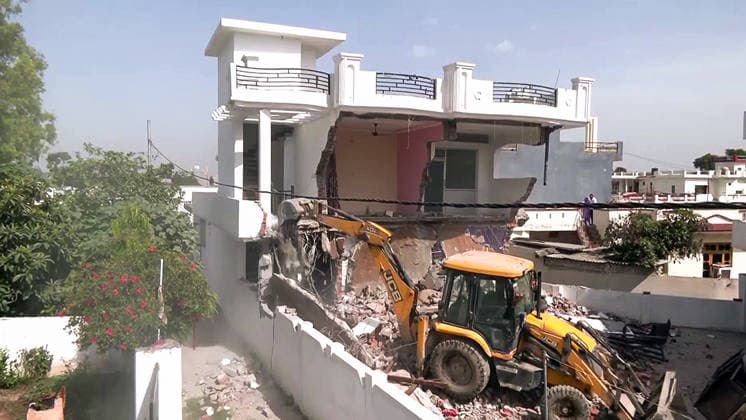 RECORD DATE NOT STATED District administration demolishes illegal structures & hideouts of drug smugglers under Nasha Mukt Abhiyaan in Jammu Jammu Jammu & Kashmir , May 23 (ANI): The district administration conducts a demolition drive of illegal structure(s) allegedly linked to a drug smuggler under the Nasha Mukt Abhiyaan campaign at Miran Sahib, in Jammu on Saturday. (ANI Video Grab) Jammu Jammu & Kashmir India Copyright: xANIx ANI_20260523306