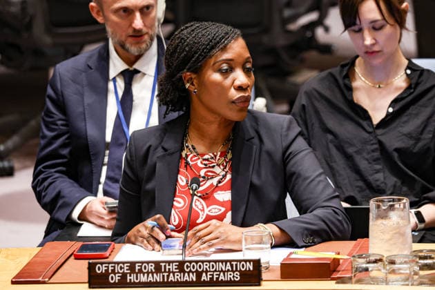 May 23, 2026, New York, New York, USA: EDEM WOSORNU, Director of the Operations and Advocacy Division at OCHA, listens during an emergency UN Security Council meeting on Ukraine at UNHQ following Russian allegations of a Ukrainian drone strike on a vocational school and student dormitory in Russian-controlled Luhansk, which Ukraine denies targeted civilians. New York USA  - ZUMAo116 20260523_znp_o116_009 Copyright: xBiancaxOterox