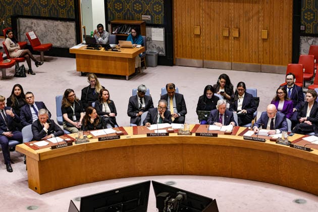 May 23, 2026, New York, New York, USA: VASSILY NEBENZIA, RussiaÃ¢â‚¬â ¢s Permanent Representative to the UN, speaks during an emergency Security Council meeting on Ukraine at UNHQ, as ANDRII MELNYK, VANESSA FRAZIER and other delegates listen after Russian allegations of a Ukrainian drone strike in Russian-controlled Luhansk. New York USA - ZUMAo116 20260523_znp_o116_017 Copyright: xBiancaxOterox