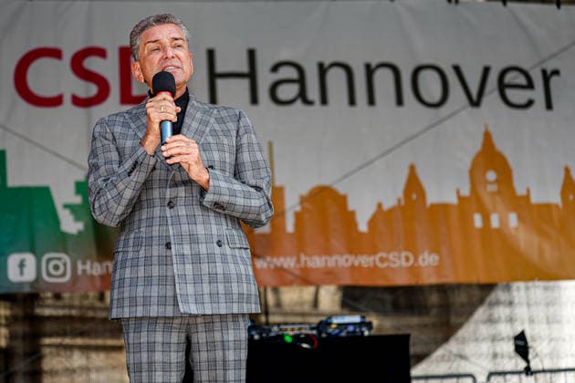 CSD Hannover 2026 Motto We write the future Equal rights Self-determined Queer Speech by Michel Friedman, publicist and talk show host on the Opera Square Hannover Opera Square, Stage Lower Saxony, Hannover Region Germany