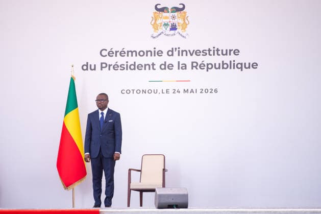 News Bilder des Tages May 24, 2026, Cotonou, Cotonou, Benin: ROMUALD WADAGNI President of Benin Republic during the nvestiture ceremony of the President of the Republic at Congress Palace Cotonou Benin  - ZUMAs385 20260524_zsp_s385_004 Copyright: xLeopoldxSoglox