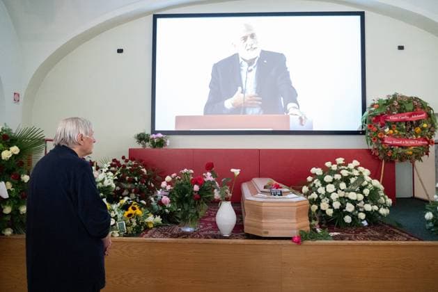 May 24, 2026, Pollenzo, Cn, Italy: Don Luigi Ciotti at the funeral ceremony for Carlo Petrini, founder of Slow Food, the Terra Madre food fair, and the University of Pollenzo. Pollenzo, May 24, 2026 Pollenzo Italy  - ZUMAa289 20260524_zia_a289_036 Copyright: xSelenexDanielex xAgfx