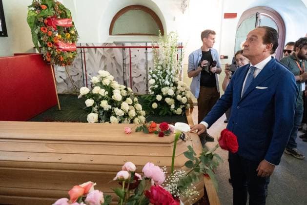 May 24, 2026, Pollenzo, Cn, Italy: Alberto Cirio, President of the Piedmont Region, at the funeral ceremony for Carlo Petrini, founder of Slow Food, the Terra Madre food fair, and the University of Pollenzo. Pollenzo, May 24, 2026 Pollenzo Italy - ZUMAa289 20260524_zia_a289_039 Copyright: xSelenexDanielex xAgfx