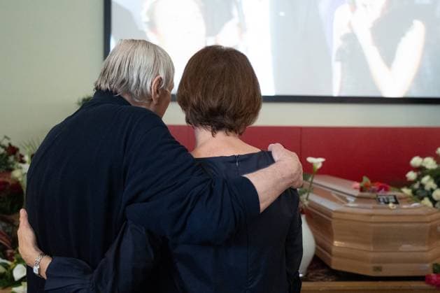 May 24, 2026, Pollenzo, Cn, Italy: Don Luigi Ciotti at the funeral ceremony for Carlo Petrini, founder of Slow Food, the Terra Madre food fair, and the University of Pollenzo. Pictured, Ciotti bids farewell to Chiara Petrini, Carlo s sister. Pollenzo, May 24, 2026 Pollenzo Italy - ZUMAa289 20260524_zia_a289_057 Copyright: xSelenexDanielex xAgfx