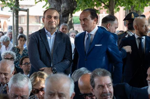 May 24, 2026, Pollenzo, Cn, Italy: Stefano Lorusso and Alberto Cirio at the funeral ceremony for Carlo Petrini, founder of Slow Food, the Terra Madre food fair, and the University of Pollenzo. Pollenzo, May 24, 2026 Pollenzo Italy  - ZUMAa289 20260524_zia_a289_058 Copyright: xSelenexDanielex xAgfx