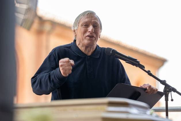 May 24, 2026, Pollenzo, Cn, Italy: Don Luigi Ciotti at the funeral ceremony for Carlo Petrini, founder of Slow Food, the Terra Madre food fair, and the University of Pollenzo. Pollenzo, May 24, 2026 Pollenzo Italy  - ZUMAa289 20260524_zia_a289_085 Copyright: xSelenexDanielex xAgfx