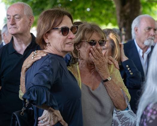 May 24, 2026, Pollenzo, Cn, Italy: The emotion and embrace between Chiara Petrini and Lella Costa during the funeral ceremony for Carlo Petrini, founder of Slow Food, the Terra Madre food fair, and the University of Pollenzo. Pollenzo, May 24, 2026 Pollenzo Italy  - ZUMAa289 20260524_zia_a289_096 Copyright: xSelenexDanielex xAgfx