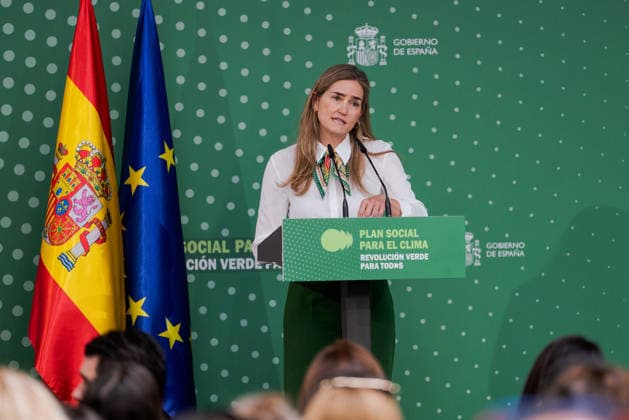 Prime Minister of Spain, Pedro Sanchez, closes the presentation event for the proposed Social Climate Plan in Madrid - 25 May 2026 Third Vice-President and Minister for Ecological Transition and Demographic Challenge, Sara Aagesen, speaks during the ceremony of the presentation of the proposed Social Climate Plan, at Espacio Rastro. Spain’s Prime Minister, Pedro Sanchez, presented the proposed Social Climate Plan, endowed with more than Ä9 billion, co-financed by the European Union’s Social Climate Fund and 25% by the Spanish Government. The plan is aimed at promoting greater efficiency, equity and social justice while supporting citizens in response to the expansion of the European emissions trading market to transport and residential b Copyright: xGuillermoxGutierrezxCarrascalx xSOPAxImagesx 2026_05_25_Sanchez_Clima_04