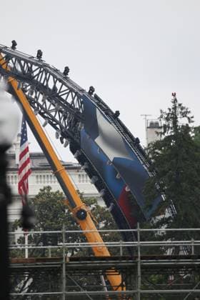 Workers construct pieces of the UFC fighting ring for UFC Freedom 250 at the White House in Washington DC on May 25, 2025. Copyright: xmpi34x MediaPunchx
