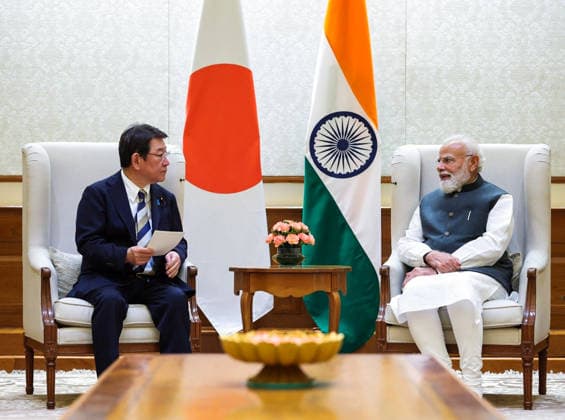 RECORD DATE NOT STATED Japan FM Toshimitsu Motegi meets PM Modi New Delhi, May 26 (ANI): Minister for Foreign Affairs of Japan, Toshimitsu Motegi meets Prime Minister Narendra Modi, in New Delhi on Tuesdasy. (@narendramodi X ANI Photo) NEW DELHI Delhi India Copyright: xANIx ANI_20260526326