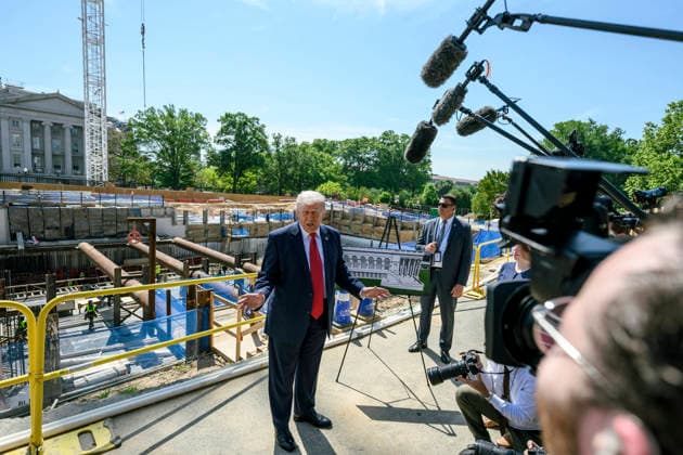 May 26, 2026, Washington, Dc, United States of America: U.S. President Donald Trump, delivers remarks during and impromptu press conference at the construction site for the ballroom that was once the East Wing of the White House, May 19, 2026 in Washington, D.C. Washington United States of America - ZUMAp138 20260526_zaa_p138_053 Copyright: xJoycexN.xBoghosian WhitexHousex