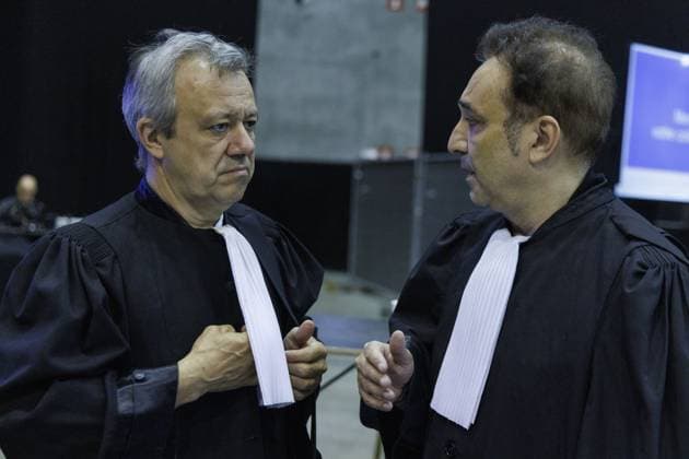 Lawyer Frank Discepoli, defending P. Falzone and Lawyer Fabrice Guttadauria, defending A. Falzone pictured during the trial of P. and A. Falzone, at the Court of Appeal of Mons, on Wednesday 27 May 2026. The trial of the two men concerns the 2022 tragedy in Strepy-Bracquegnies, where a car plowed into a carnival parade around 5:00. Six people died at the scene, and a seventh months later in the hospital. P. Falzone is charged with seven murder and 81 attempted murder. A. Falzone with failure to render aid to a person in danger. The trial is in its fourth week  NICOLASxMAETERLINCK 175149067