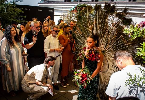 29 05 2026 xesx Frankfurt am Main, Sofitel Hotel 10 Frankfurt Fashion Lounge under the motto Fashion for Longevity here is a beautiful creation from the flower house BLÜTESIEGEL ES