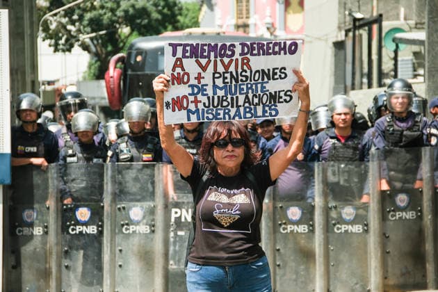 Retirees protest in Caracas on Senior Citizens’ Day over living conditions CARACAS, VENEZUELA - MAY 29: Retirees and pensioners gather at the corner of Salas Street on Senior Citizens’ Day to protest and demand improved living conditions, including a fair increase in pensions and access to essential social benefits, in Caracas, Venezuela, on May 29, 2026. Representatives from various sectors, including education, health, and universities, submit formal complaints and documents calling for dignified pensions, improved healthcare, and recovery of purchasing power. Diko Betancourt Anadolu Caracas Venezuela. Editorial use only. Please get in touch for any other usage. Copyright: x2026xAnadoluxDikoxBetancourtx