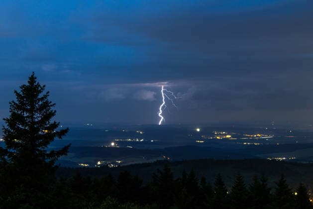 Thunderstorm in Hesse An approaching thunderstorm in the sky can be seen from the Großer Feldberg , Schmitten Hesse Germany