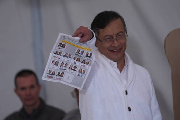 Colombian presidential elections BOGOTA, COLOMBIA - MAY 31: Colombian President Gustavo Petro casts his vote at Polling Station No. 1, marking the start of the presidential election day, where voters head to the polls to elect the country s next president in Bogota, Colombia on May 31, 2026. Juancho Torres Anadolu Bogota Colombia. Editorial use only. Please get in touch for any other usage.  Copyright: x2026xAnadoluxJuanchoxTorresx