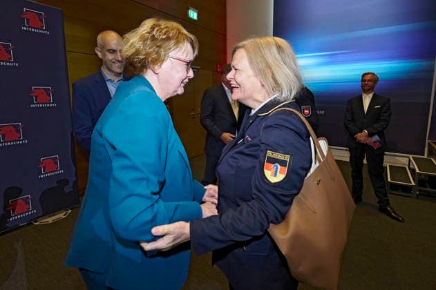 Daniela Behrens and Nancy Faeser on the opening tour of Interschutz 2026 , the worlds leading trade fair for fire departments, rescue services and civil protection, at the Hannover Exhibition Grounds, 01 06 2026 Foto:xU.xStammx xFuturexImagex interschutz_6603