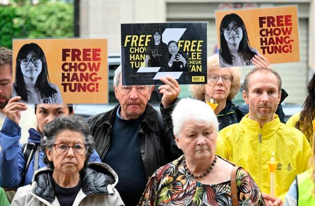 Rally outside the Hong Kong Economic & Trade Office BRUSSELS, BELGIUM - JUNE 02 : Rally outside the Hong Kong Economic & Trade Office organised by Amnesty International and the Belgian trade unions ACV-CSC and FGTB to mark the 37th anniversary of the Tiananmen Square crackdown (4 June).The organisation also intends to call for the release of two prisoners of conscience who are being held simply for attempting to organise a similar protest in Hong Kong on June 2, 2026 in Brussels, Belgium, 02 06 2026 Brussels Belgium  Copyright: xDidierxLebrunx