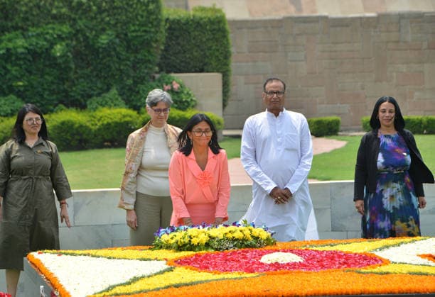 Venezuela’s Acting President Delcy Rodriguez in New Delhi NEW DELHI, INDIA - JUNE 04: Acting President of Venezuela Delcy Rodriguez (C) pays tribute at the memorial of Mahatma Gandhi at Rajghat in New Delhi, India, on June 04, 2026. Rodriguez is visiting India to attend events related to bilateral cooperation and international affairs. Imtiyaz Khan Anadolu New Delhi India. Editorial use only. Please get in touch for any other usage.  Copyright: x2026xAnadoluxImtiyazxKhanx