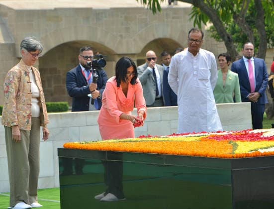 Venezuela’s Acting President Delcy Rodriguez in New Delhi NEW DELHI, INDIA - JUNE 04: Acting President of Venezuela Delcy Rodriguez (C) pays tribute at the memorial of Mahatma Gandhi at Rajghat in New Delhi, India, on June 04, 2026. Rodriguez is visiting India to attend events related to bilateral cooperation and international affairs. Imtiyaz Khan Anadolu New Delhi India. Editorial use only. Please get in touch for any other usage.  Copyright: x2026xAnadoluxImtiyazxKhanx
