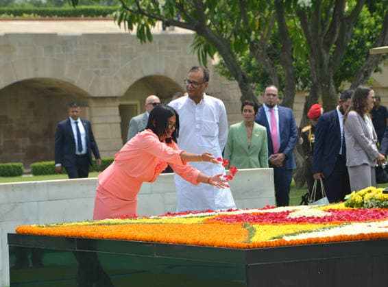 Venezuela’s Acting President Delcy Rodriguez in New Delhi NEW DELHI, INDIA - JUNE 04: Acting President of Venezuela Delcy Rodriguez (L) pays tribute at the memorial of Mahatma Gandhi at Rajghat in New Delhi, India, on June 04, 2026. Rodriguez is visiting India to attend events related to bilateral cooperation and international affairs. Imtiyaz Khan Anadolu New Delhi India. Editorial use only. Please get in touch for any other usage.  Copyright: x2026xAnadoluxImtiyazxKhanx