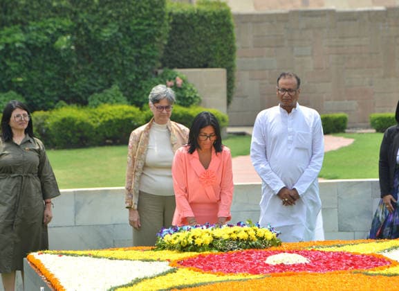 Venezuela’s Acting President Delcy Rodriguez in New Delhi NEW DELHI, INDIA - JUNE 04: Acting President of Venezuela Delcy Rodriguez (C) pays tribute at the memorial of Mahatma Gandhi at Rajghat in New Delhi, India, on June 04, 2026. Rodriguez is visiting India to attend events related to bilateral cooperation and international affairs. Imtiyaz Khan Anadolu New Delhi India. Editorial use only. Please get in touch for any other usage.  Copyright: x2026xAnadoluxImtiyazxKhanx