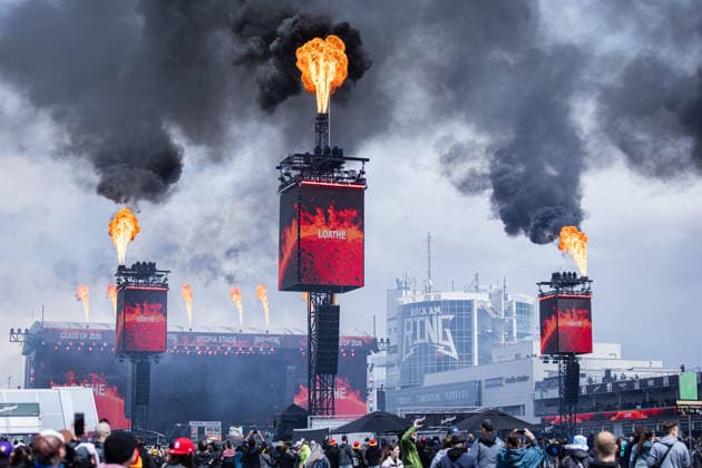 Rock am Ring 2026, 5 6 2026 There was a lot of fire at the opening The traditional Rock am Ring festival at the Nürburgring in the Eifel region kicks off the festival season in Germany Rock am Ring takes place this year from 5 to 7 June Around 80 bands and artists will perform on one of the three large stages Nürburg Nürburgring Rhineland-Palatinate Germany Copyright: xSebastianxDerixx