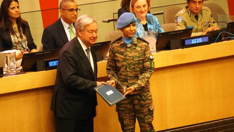 News Bilder des Tages June 5, 2026, Manhattan, New York, USA: New York New York June 5,.2026... Ceremonies to present awards Ã The Dag HammarskjÅ¡ld Medal, Captain Mbaye Diagne Medal for Exceptional Courage, UN Woman Police Officer of the Year and UN Military Gender Advocate of the Year.(on the occasion of International Day of United Nations Peacekeepers).Major Abhilasha Barak Manhattan USA  - ZUMAct2_ 20260605_faf_ct2_024 Copyright: xBrucexCotlerx