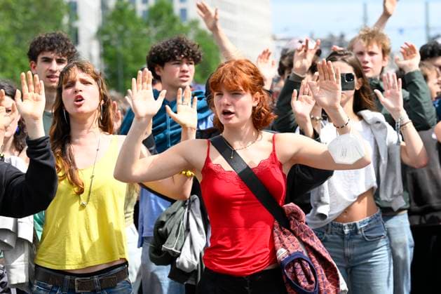 Protest Against Police Violence 08 06 2026 BRUSSELS, BELGIUM - Staff, teachers and students protest police violence outside the Palace of Justice pictured on June 08, 2026 in Brussels, Belgium, 08 06 2026 Brussels Belgium  Copyright: xPhilipxReynaersx