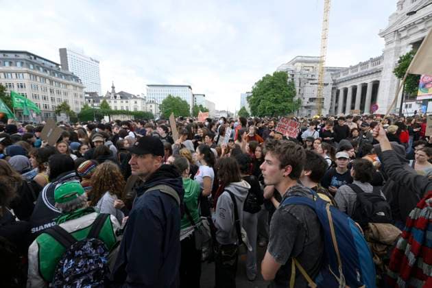 Protest Against Police Violence 08 06 2026 BRUSSELS, BELGIUM - Staff, teachers and students protest police violence outside the Palace of Justice pictured on June 08, 2026 in Brussels, Belgium, 08 06 2026 Brussels Belgium  Copyright: xPhilipxReynaersx